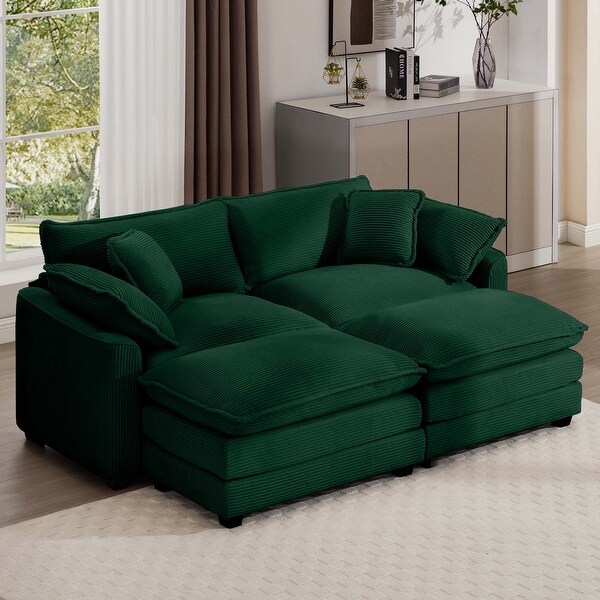 L Shaped 2 Seater Sofa with Ottoman,Corduroy Two Seater Sofa with L Shaped 2 Seater Sofa with Ottoman,Corduroy Two Seater Sofa with