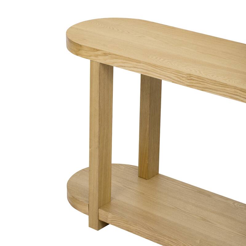 63" Oval Console Table with Ash Veneer, Sleek Design