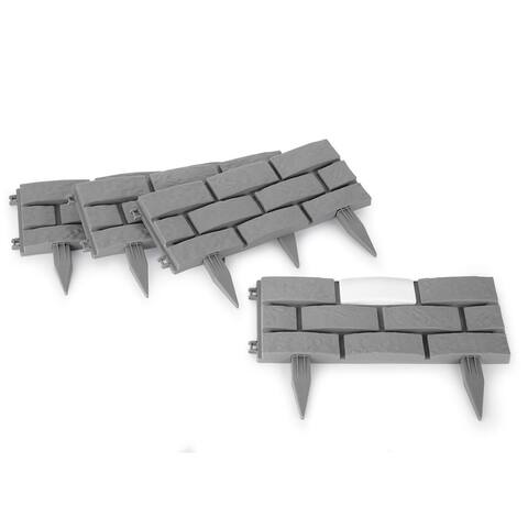 Stone Look Solar Garden Border - Set of 4 - 17.64 x 7.09 x 0.87