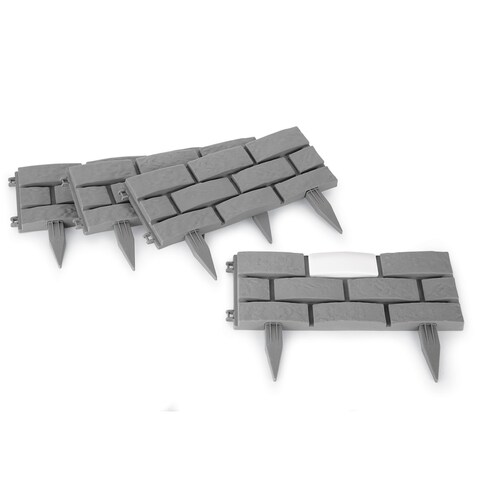Stone Look Solar Garden Border - Set of 4 - 17.64 x 7.09 x 0.87