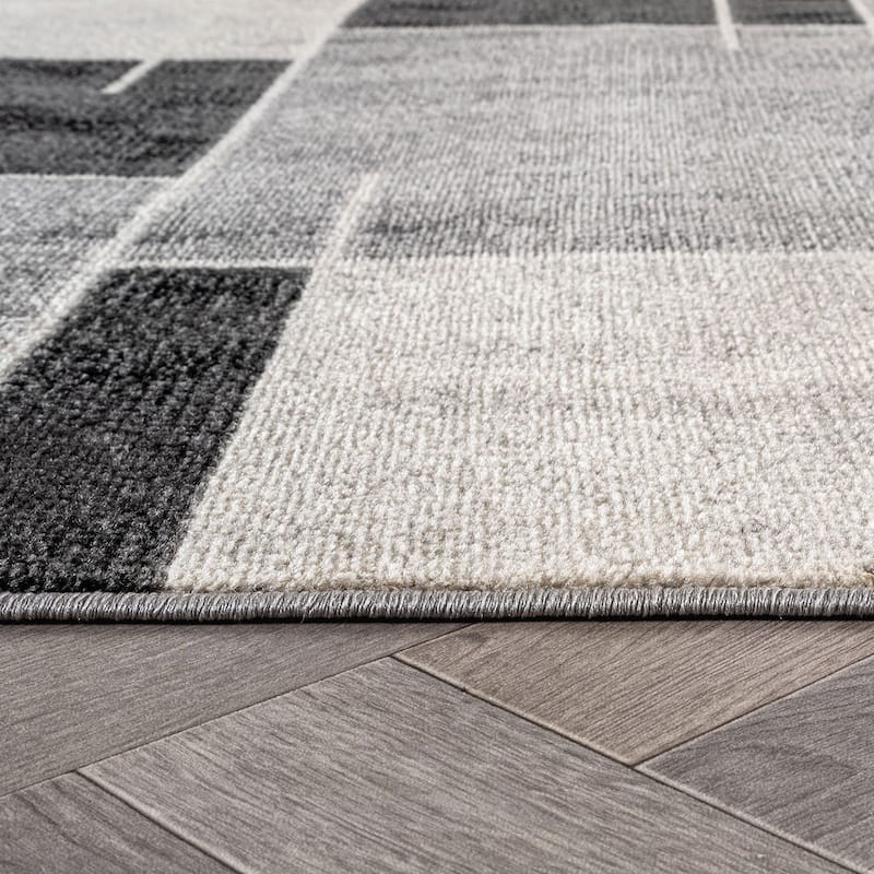 Modern Linear Area Rug for Living Room, Bedroom, or Entryway - Low Pile Indoor Rug