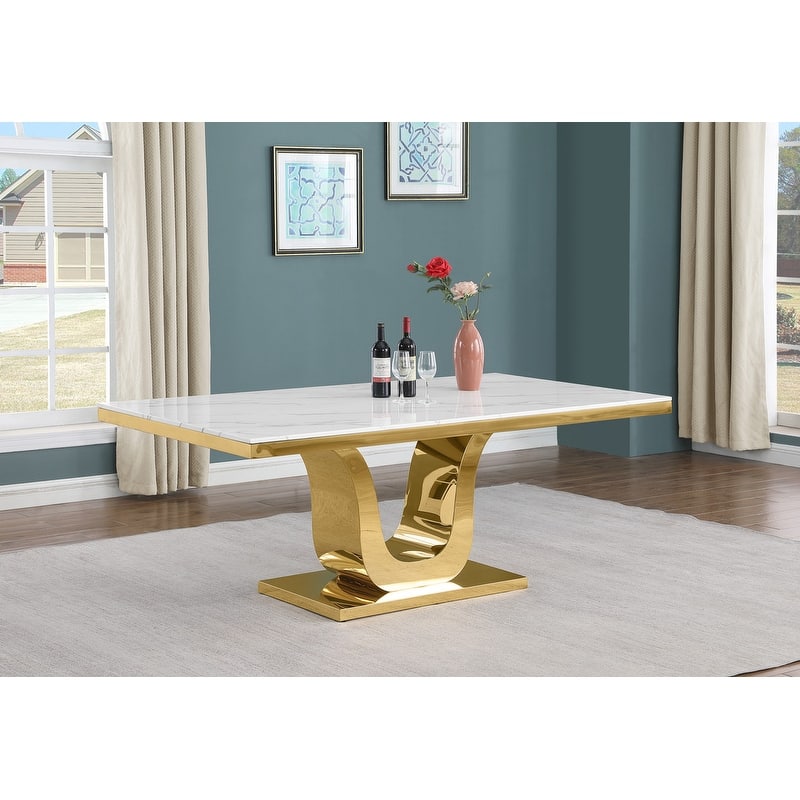 Best Quality Furniture Rectangular White Marble Dining Table