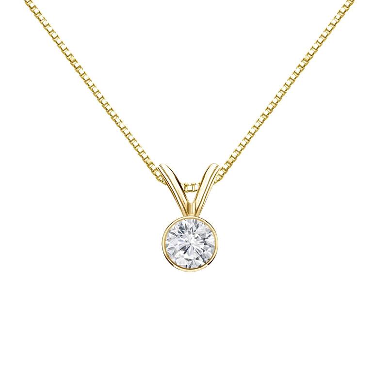 Auriya 1/4ctw Round Solitaire Diamond Necklace 14k Gold Bezel-set(H-I, VS1-VS2)