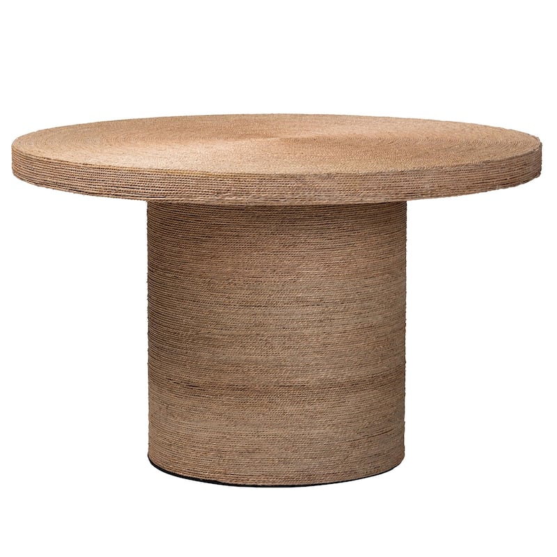 Bistra Modern Bohemian Natural Brown Seagrass and Wood Dining Table