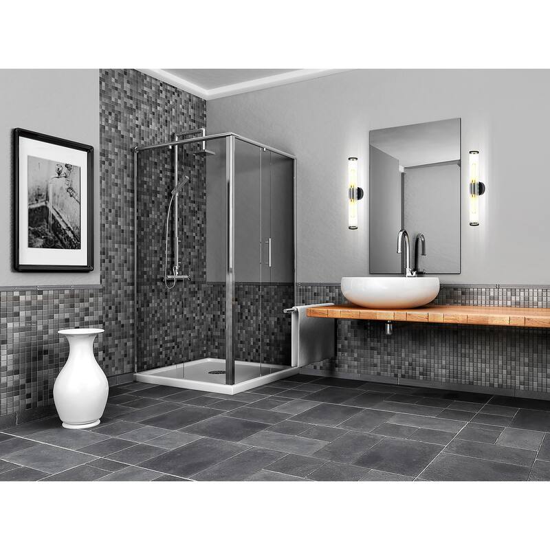 Varvara - 2-Light Bath/Vanity Light - Groved Clear Glass Shade