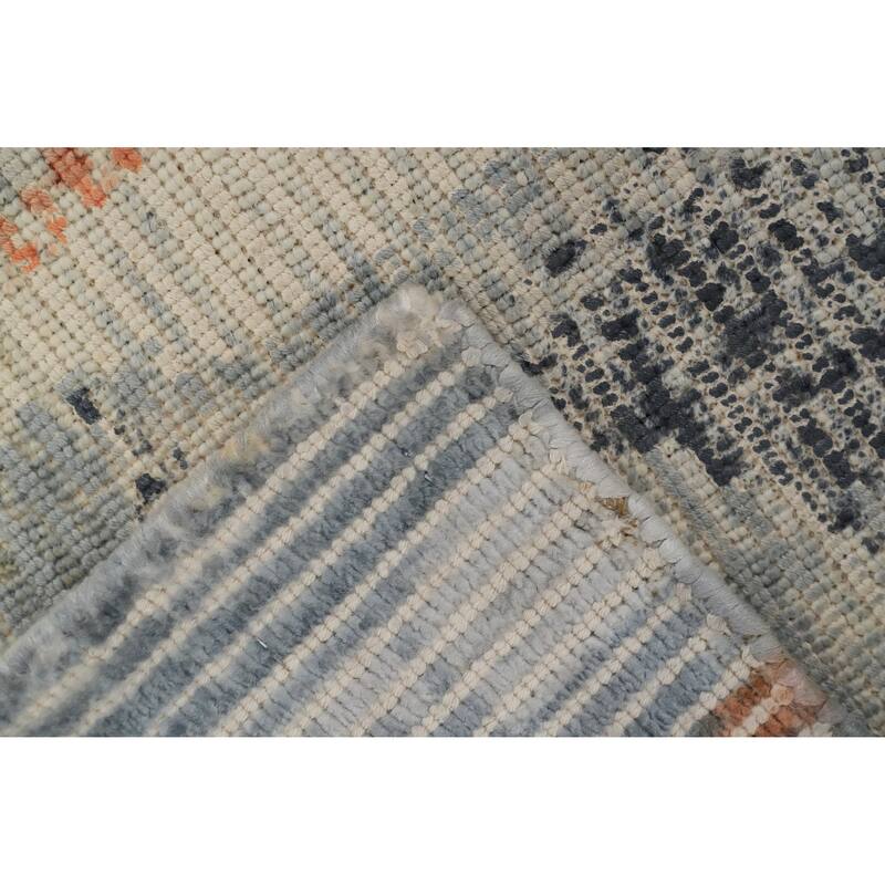 Hand Knotted Oriental Viscose Silk Carpet Modern Animal Pictorial Greys & Charcoal Abstract Area Rug - 7' 9'' X 5' 5''