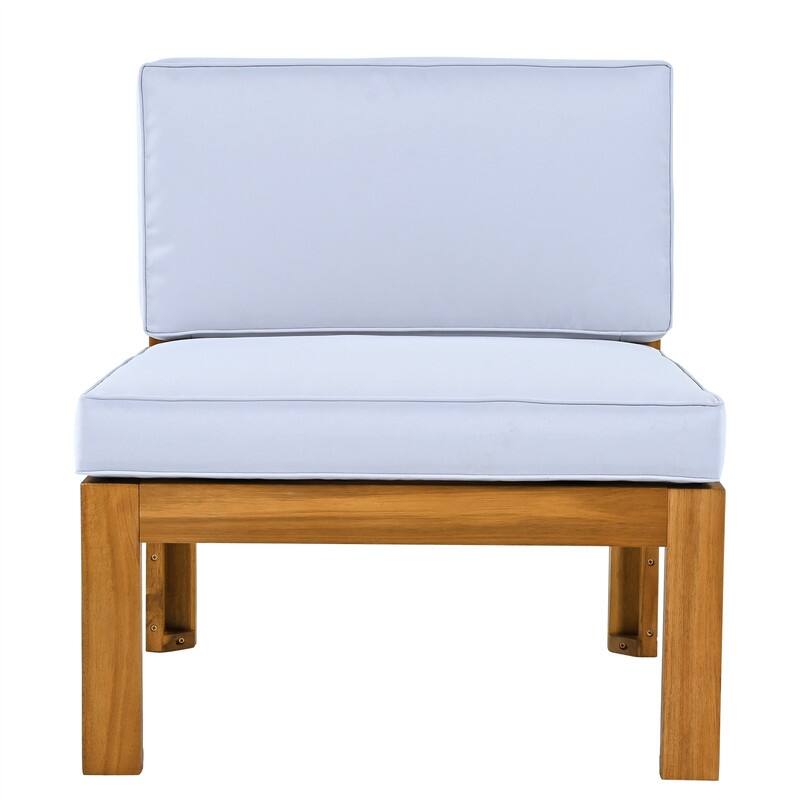 5-Piece Acacia Wood Patio Furniture Set, Outdoor Sectional Conversation Sets Sofa Set with Coffee Table and X-Back Wood Frame