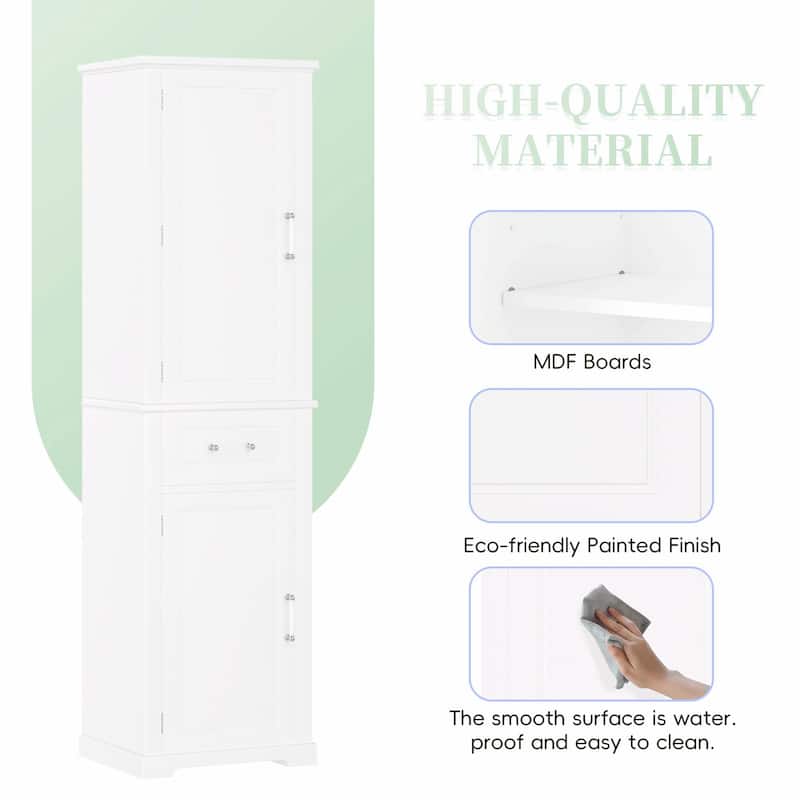 Tall Freestanding Bathroom Storage Cabinet, Two Door Sizes with Adjustable Shelf