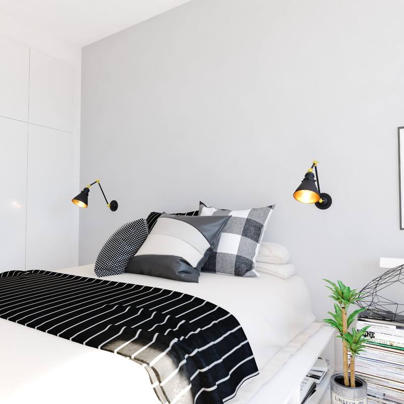Alexis Reading Light Adjustable Swing Arm Wall Lamp with Metal Shade