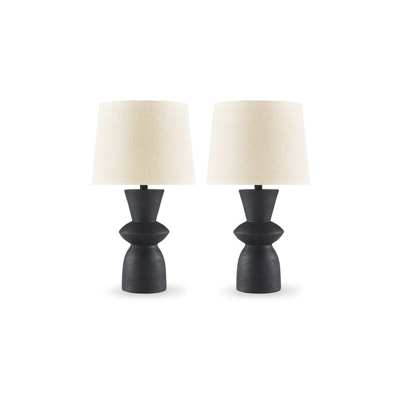 Signature Design by Ashley Scarbot Distressed Black Table Lamp (Set of 2) - 13.5" W x 13.5" D x 26" H