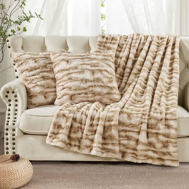 Home Soft Things Fauxfur Throw Pillow Cover 3 Pieces Set