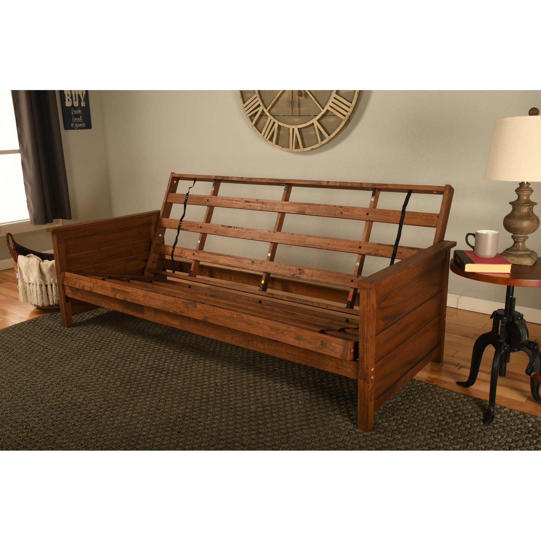 Somette Lexington Full-size Futon Frame in Weathered Brown Finish, Mattress Not Included