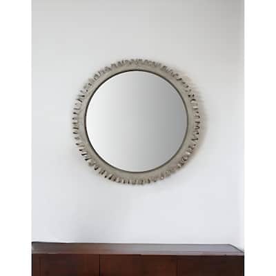 HomeRoots 44" Silver Abstract Wood Framed Accent Mirror - 44' X '44' X '3.5