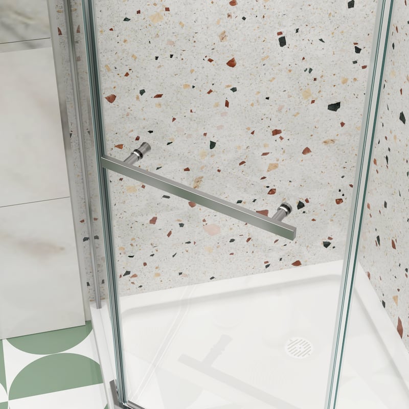 34.75'' W x 72'' H Semi-Frameless Neo-Angle Pivot Shower Door - 34.75" X 34.75" X 72"