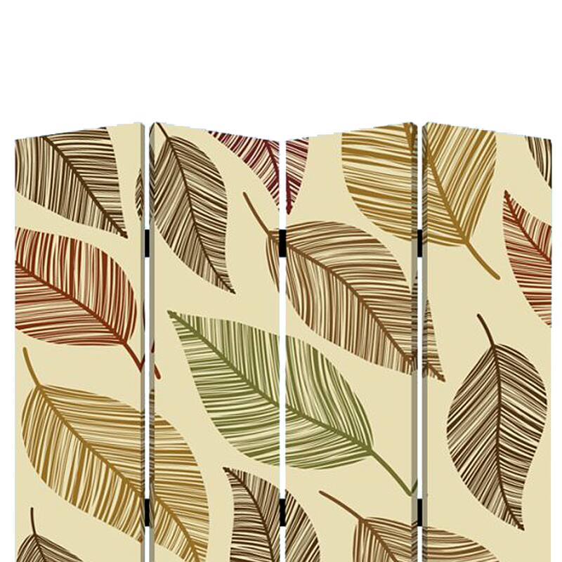 3 Panel Canvas Made Foldable Screen with Leaf Print, Multicolor - 6 x 12