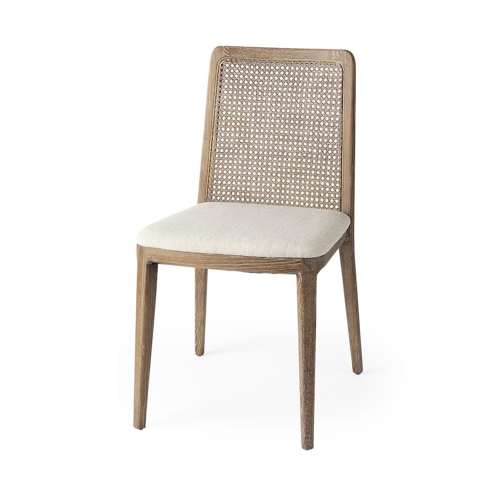 Light Uholstery and Cane Armless Dining Chair - 23" W x 34" H x 19" D