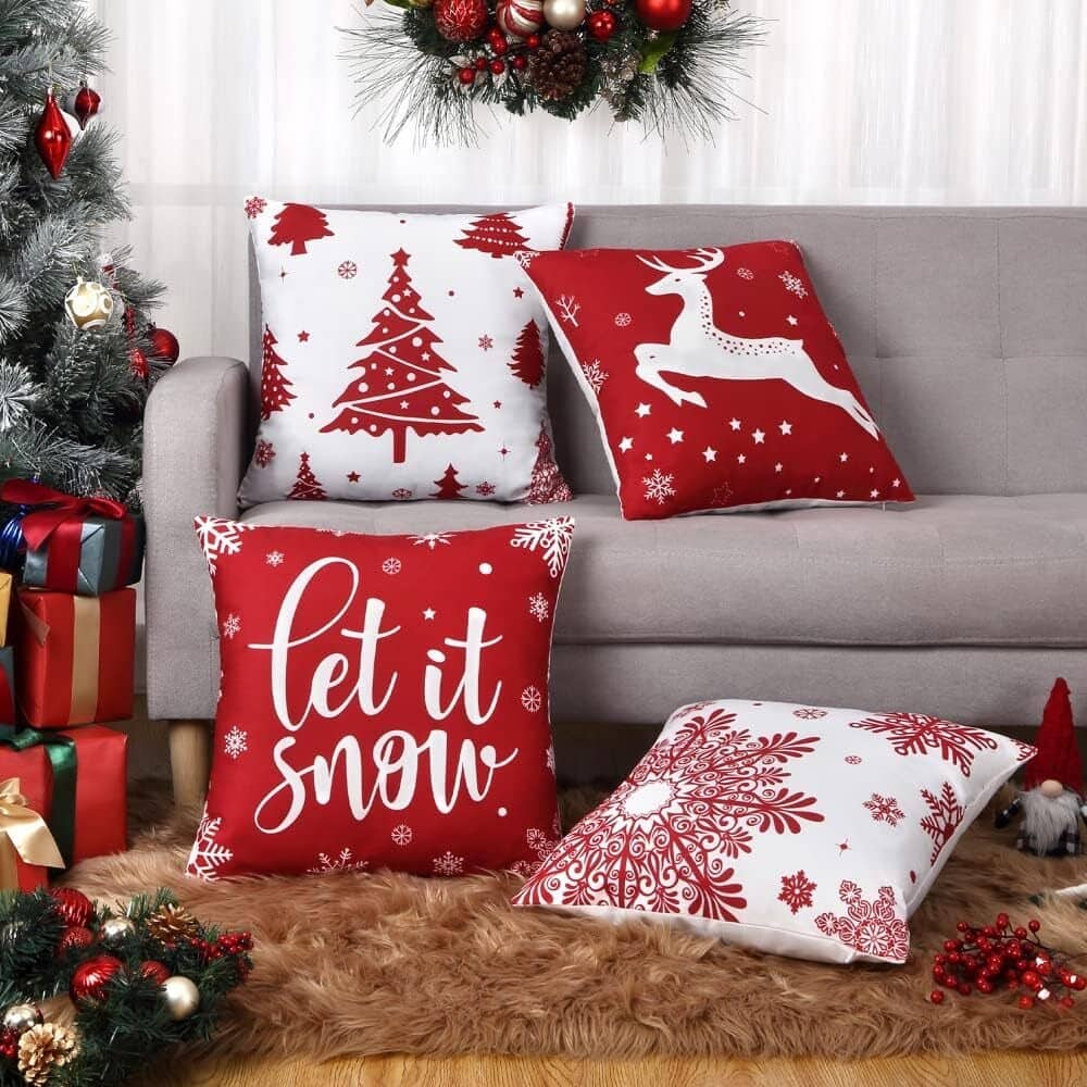 18x18 inch Velvet Xmas Winter Holiday Decorations Pillow Covers, Pillow Case