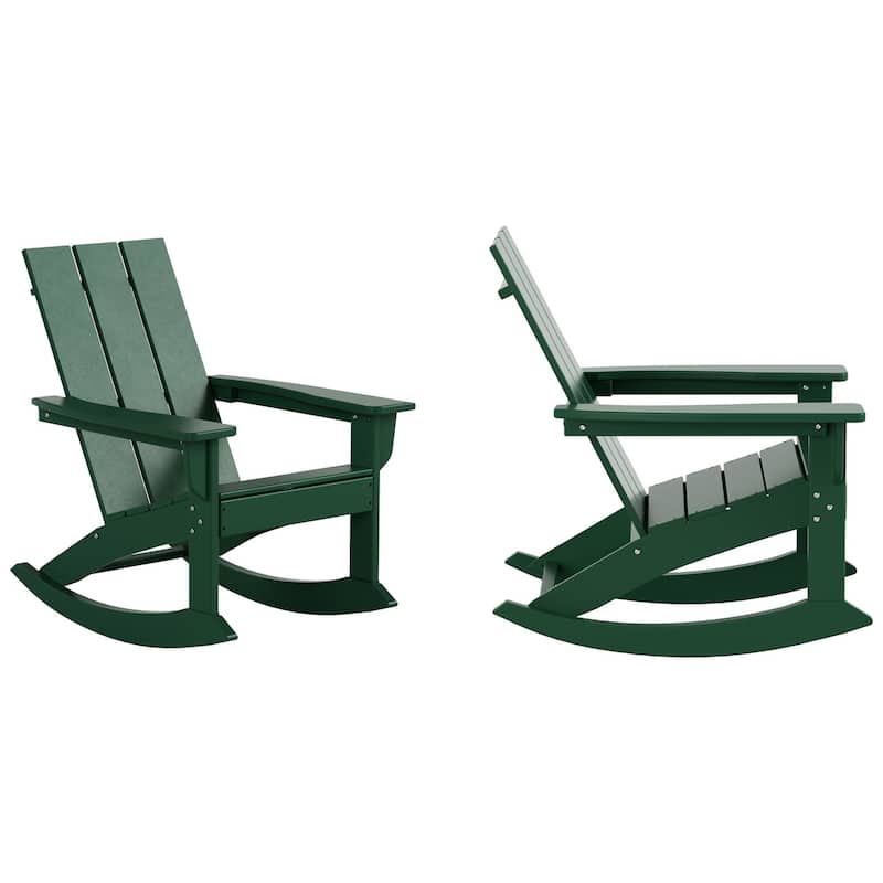 Shoreside Modern Eco-Friendly All Weather Poly Adirondack Rocking Chairs (Set of 2)