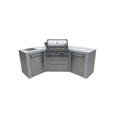 Mont Alpi MAi400-D45 4-Burner U-Shaped 45° Corner Black Stainless Steel Modular Outdoor Kitchen Barbecue Island Grill - N/A