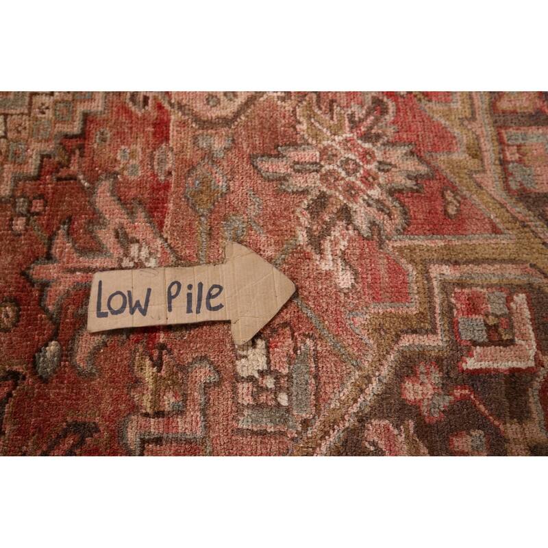 Heriz Persian Antique Area Rug Handmade Orange Wool Carpet - 8'7"x 10'11"