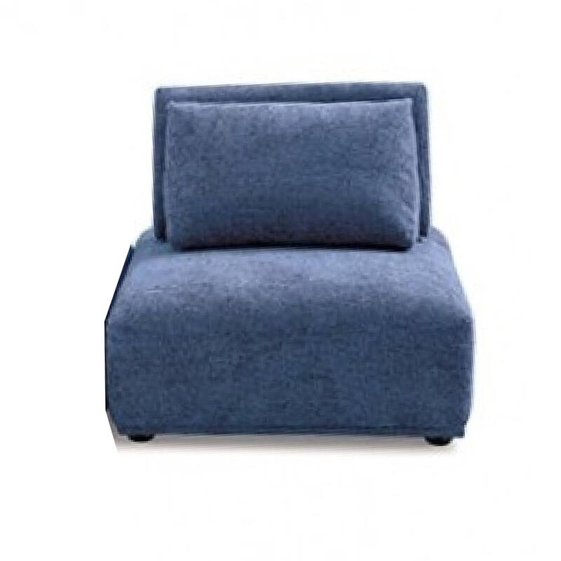 Stavan Modular Curved 3 Seat Sofa, Blue Chenille, Adjustable Backs