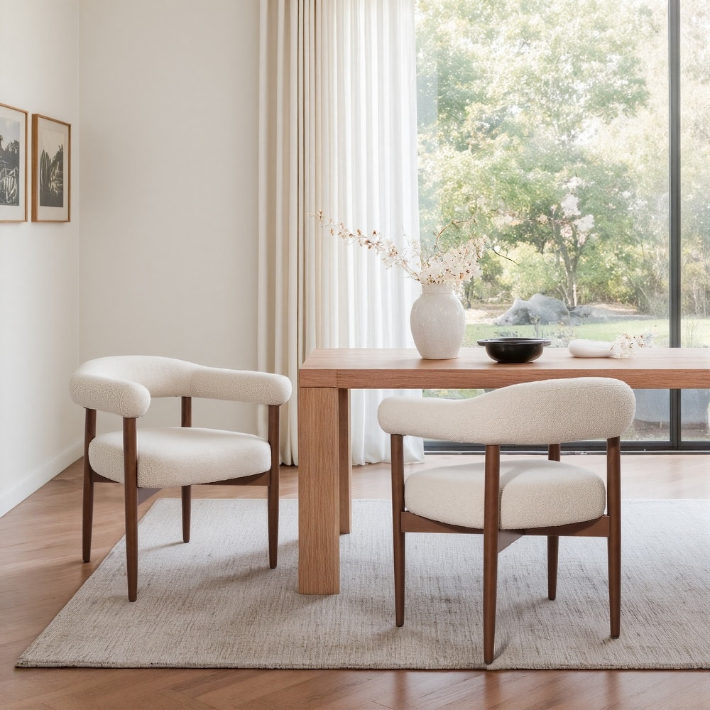 Mid Century Modern Upholstered Dining Chair, Open-Back Accent Chair Set of 2