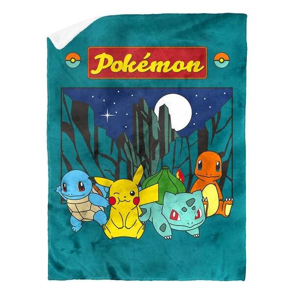 slide 2 of 5, Pokemon Under The Stars Sherpa Throw Blanket