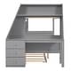 preview thumbnail 25 of 28, Twin over Full Wood Bunk Bed with Trundle, Built-in Desk, Three Storage Drawers & Shelf - Sapce-Saving Design
