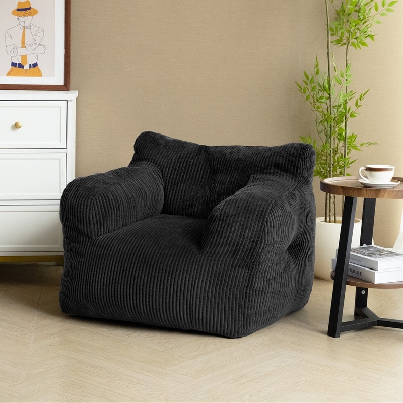 Pamapic Bean Bag Chair with Corduroy Cover and Armrests