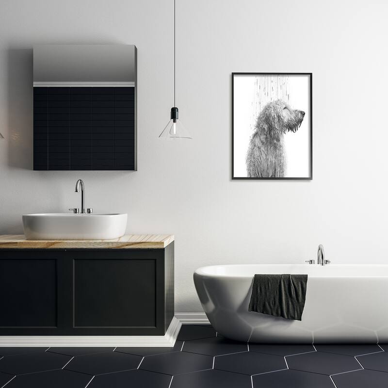 Stupell Dog Bathroom Splash Framed Giclee Art Design by Annalisa Latella