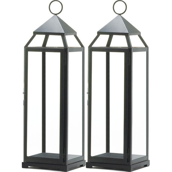 2 Extra Tall Black Contemporary Lanterns