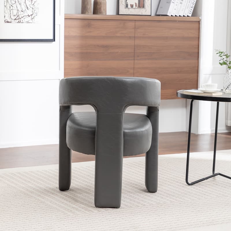 SEYNAR Modern Glam PU Leather Upholstered Dining Chair, Open-Back Accent Chair