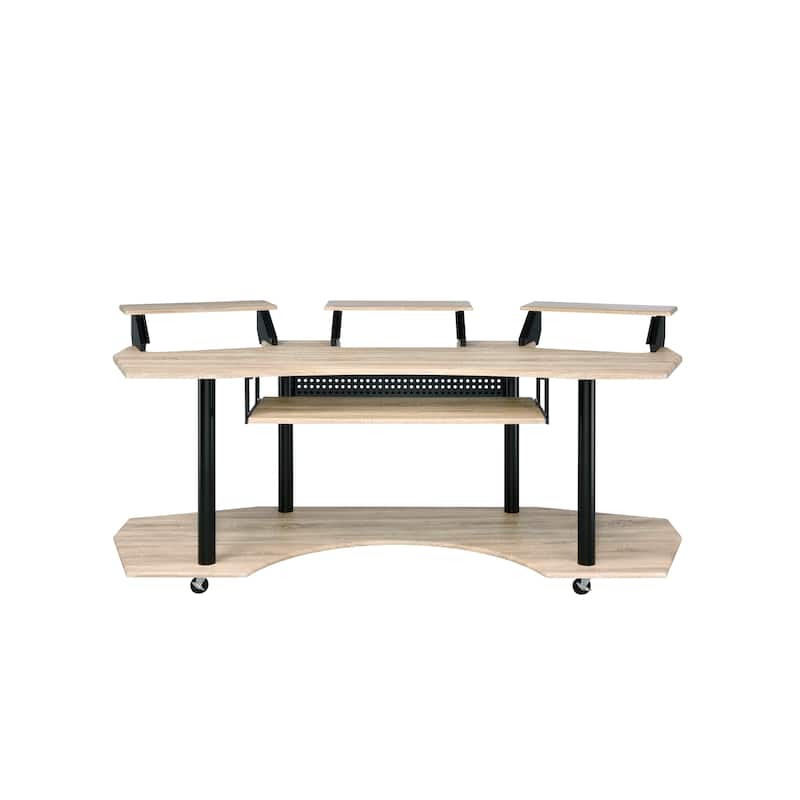 83" Eleazar Oak Finish Music Recording Studio Desk