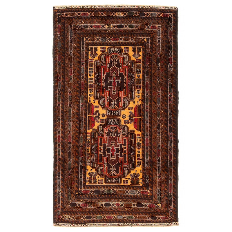 Teimani Brown Rug 3'0" x 5'4" - 3'0 x 5'4 - Dark Brown - 3'0 x 5'4