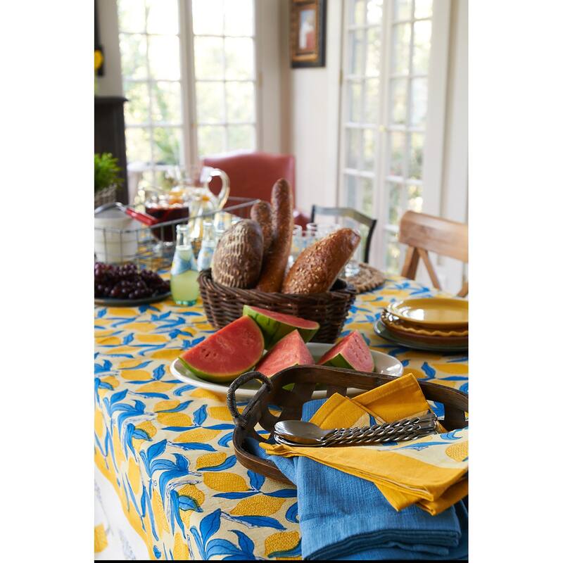 Couleur Nature Lemon Tree Tablecloth - Blue/Yellow - 71" x 142"