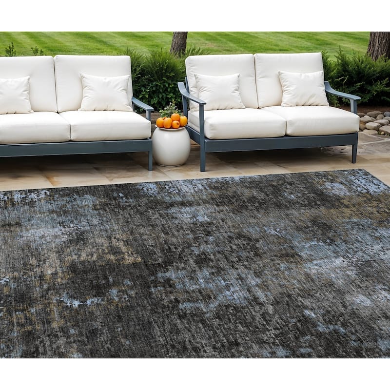 HomeRoots Abstract Transitional Rectangle Outdoor Rug - 9' X 12'