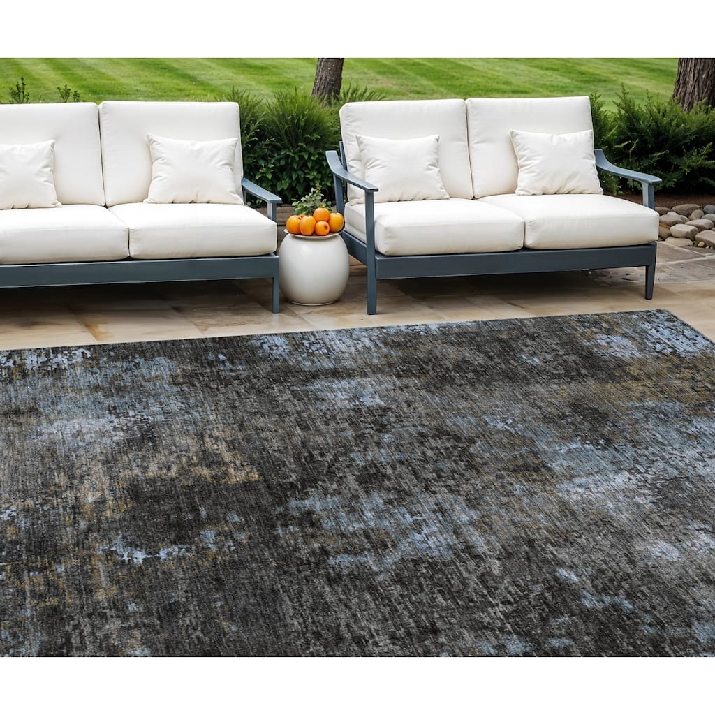 HomeRoots Abstract Transitional Rectangle Outdoor Rug