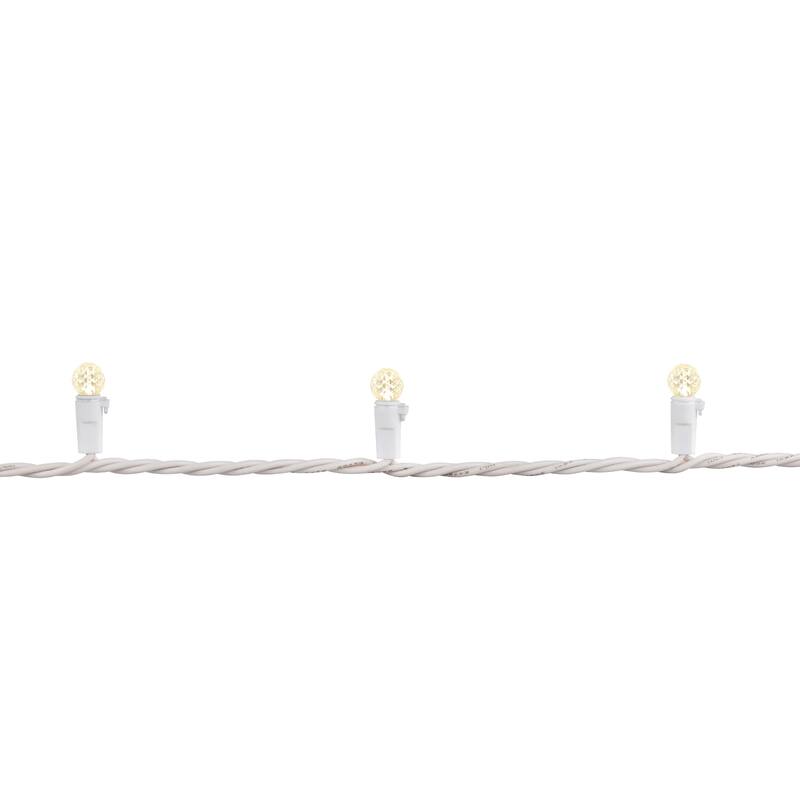 50 Count Warm White LED G12 Berry Mini Christmas Lights 15.9 ft White Wire - 15.9'