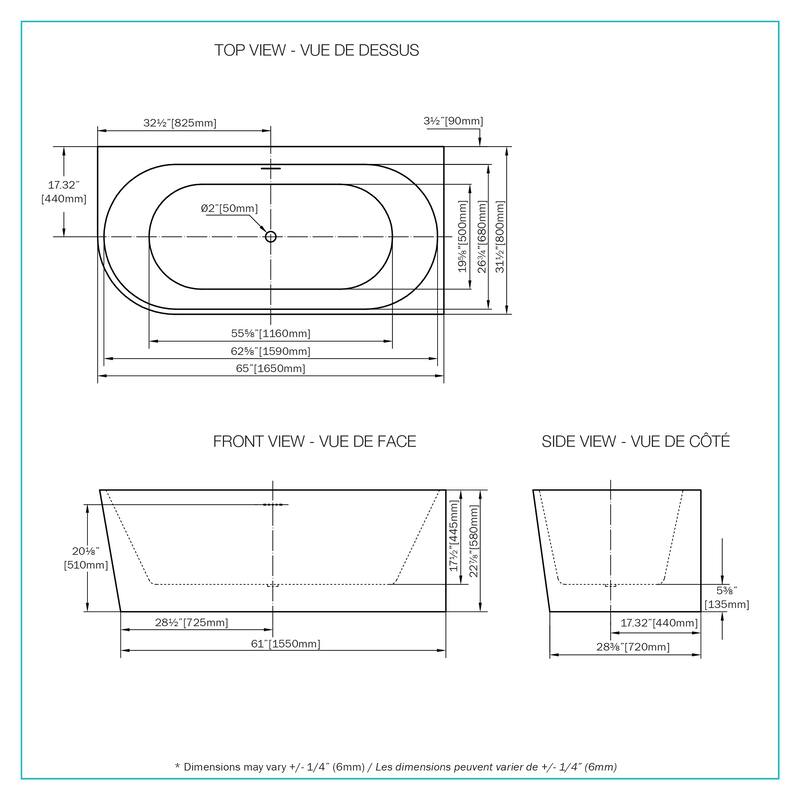 A&E Bath Willie White High-gloss Freestanding Rectangle Bathtub