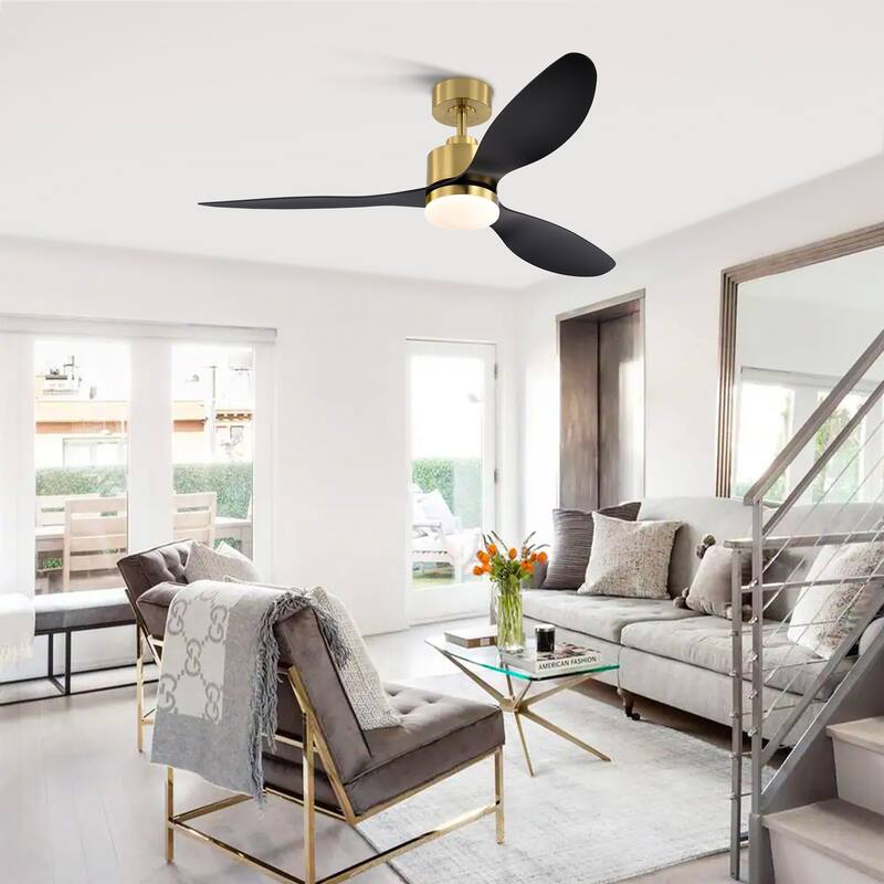 52" 3-Blade Gold Ceiling Fans with LED Light Remote Control - 52 Inch
