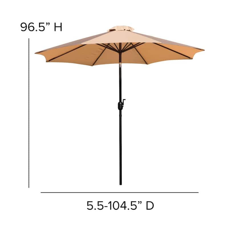 Patio Set wirh 35" Table, 2 Chairs, and Umbrella with Base - 35.25"W x 35.25"D x 29.5"H