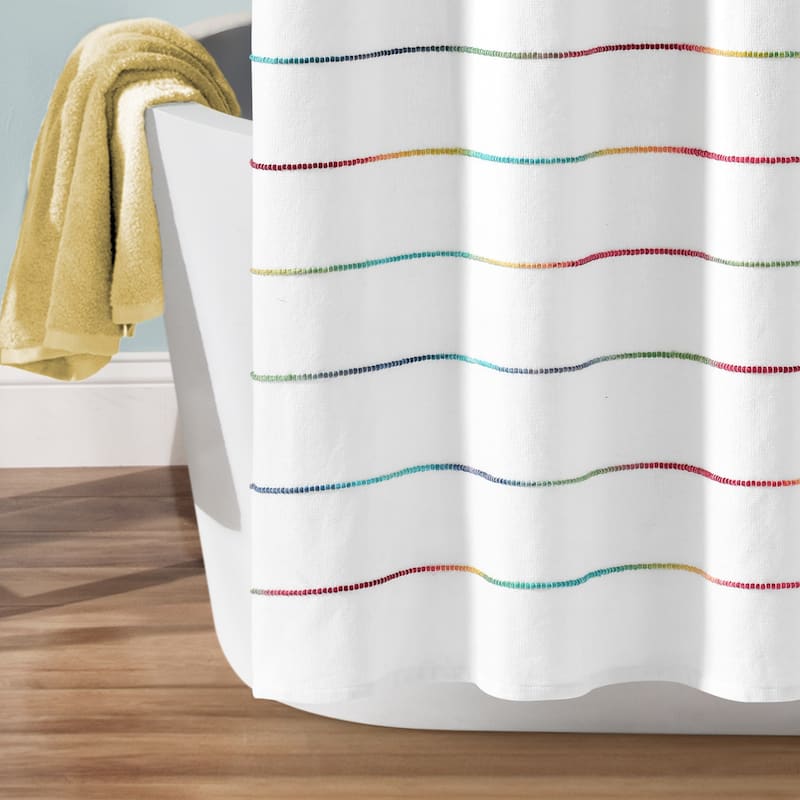 Lush Decor Ombre Stripe Yarn Dyed Cotton Shower Curtain