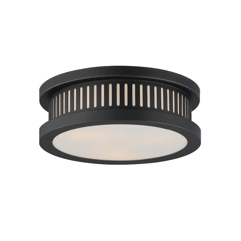 Maxim 30599 Oxford 3 Light 12" Wide Flush Mount Drum Outdoor Outdoor - Black