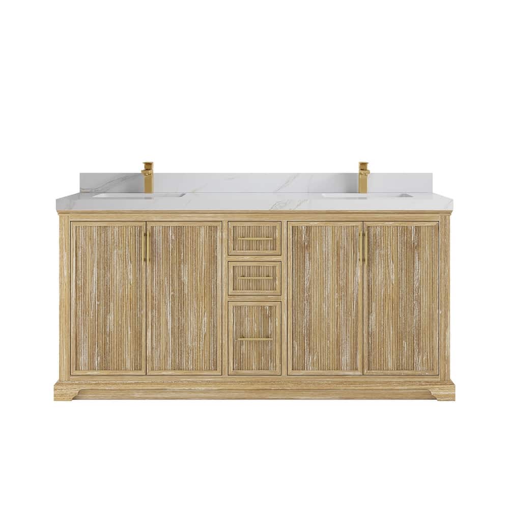 Willow Collections 72 x 22 Alys Solid Teak Wood Double Sink Bathroom Vanity with Quartz or Marble Countertop