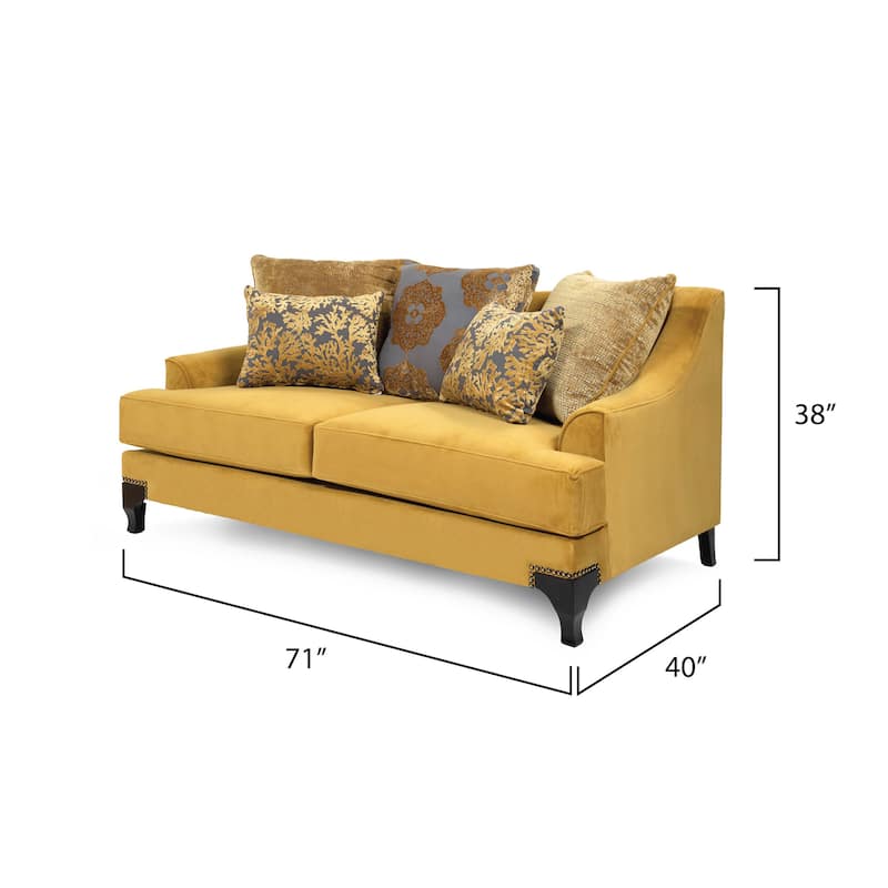 Gisc Taupe Contemporary Fabric Padded Nailhead 2-Piece Sofa and Loveseat Set by Furniture of America