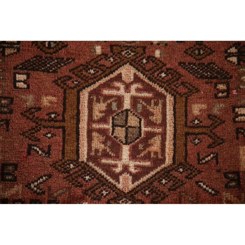 Tribal Gharajeh Persian Vintage Runner Rug Handmade Wool Carpet - 3'3"x 9'4"