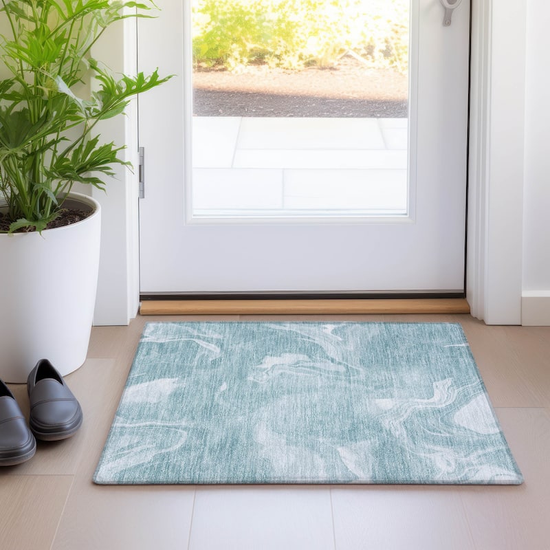 Machine Washable Indoor/ Outdoor Chantille Abstract Motion Rug