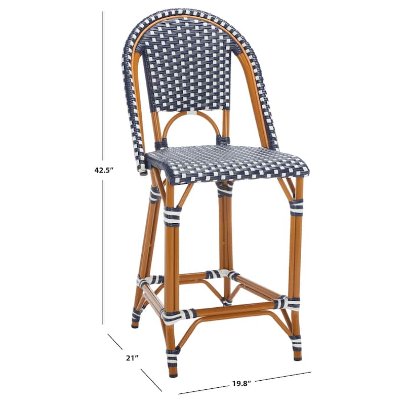 SAFAVIEH Leonica Outdoor Bistro 25-inch Seat Height Counter Stool (Fully Assembled) - 20"W x 21"D x 43"H