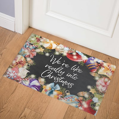 We're LIKE REALLY INTO CHRISTMAS Indoor Floor Mat By Kavka Designs