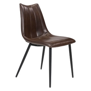 HomeRoots Set Of Two Black Brown Faux Leather Solid Back Dining Chairs ...